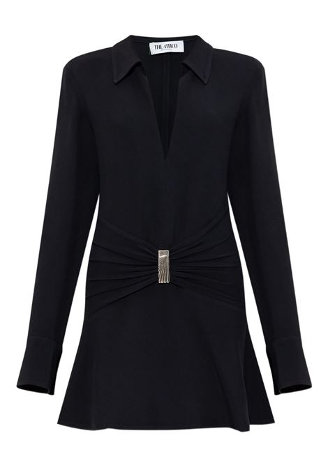Black embellished ruched-detail mini dress The attico - women THE ATTICO | 251WCA00449ACC001AA100